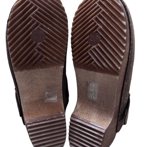 Boho Minimalist European Artisan Suede Clogs Brown Leather Mule EU 39 US 8.5-9 - Picture 5 of 8